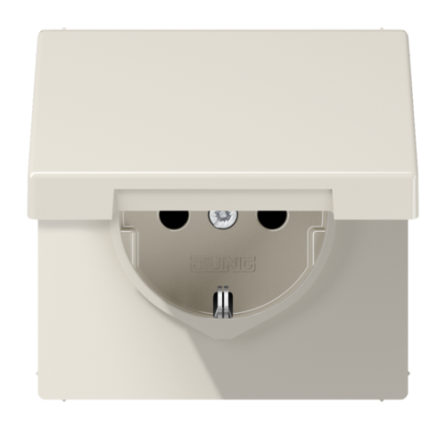 Розетка JUNG LS 990, скрытый монтаж, с заземлением, с крышкой, слоновая кость