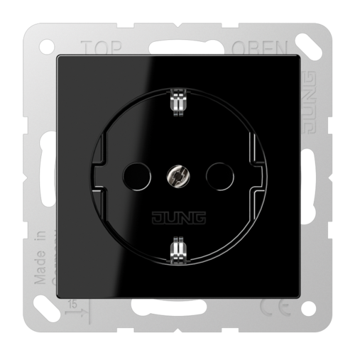 Розетка JUNG A 500, скрытый монтаж, с заземлением, черный