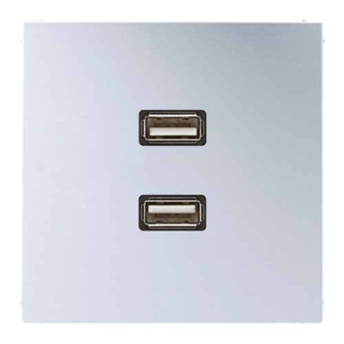 JUNG LS 990 Алюминий Накладка 2xUSB 2.0 (с несущей платой, монтаж только шурупами)