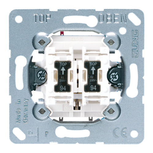 JUNG Мех Выключатель 2-клавишный кнопочный с подсветкой (2 НО контакта)