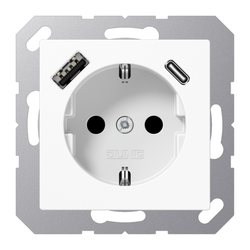 Розетка 2К+З 16А 250В~, с разъемом  USB Typ AC