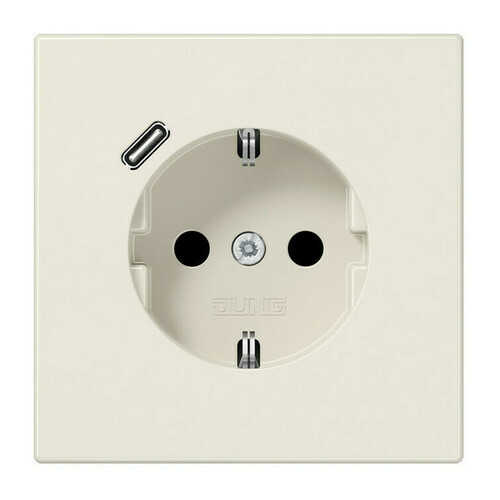 Розетка с USB Jung LS 990, скрытый монтаж, с заземлением, слоновая кость, LS1520-18C