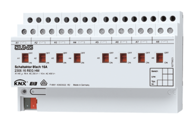JUNG KNX Актор 8-ми канальный 220V AC 16 A возм ручн упр DIN-рейка